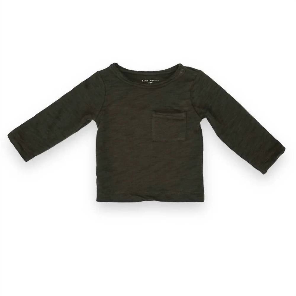 NEW TANE kid's flamé long sleeved one pocket tee in iron